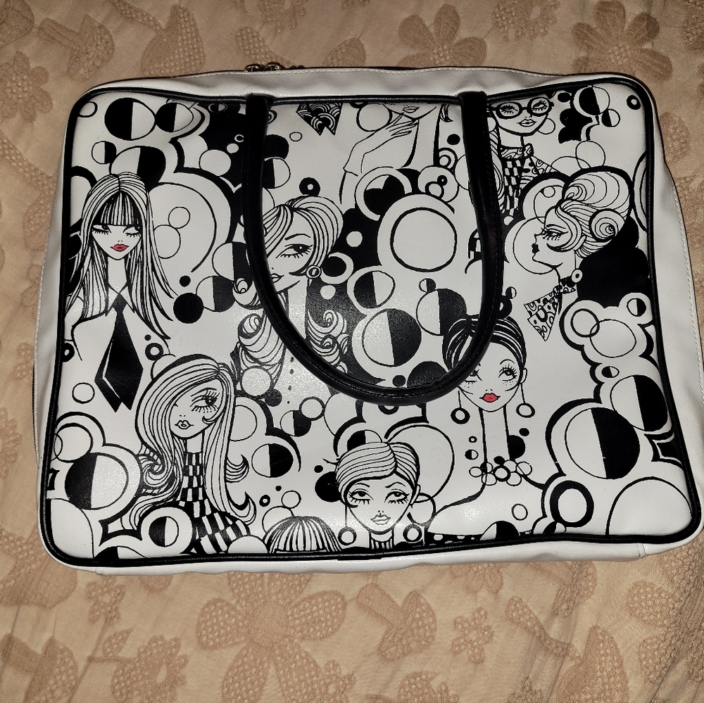 Fluff Stylish Black and White Graphic Laptop Bag